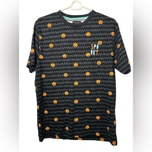 Denim & Flower Halloween Pumpkin All-Over Print T-Shirt Black Crew Neck NWT